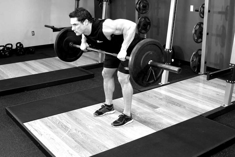 Barbell Rear Delt Row — end position demonstration photo