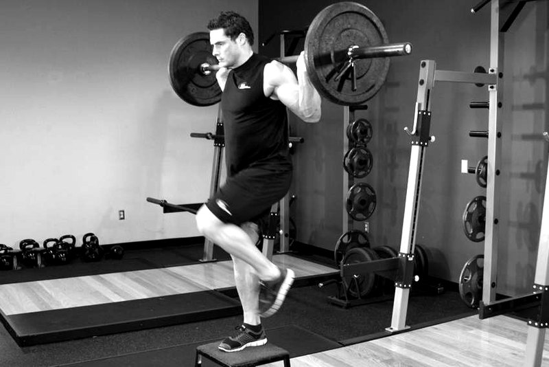 Barbell Step Ups — end position demonstration photo