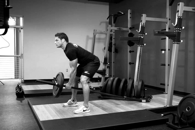 Bent Over One-Arm Long Bar Row — start position demonstration photo
