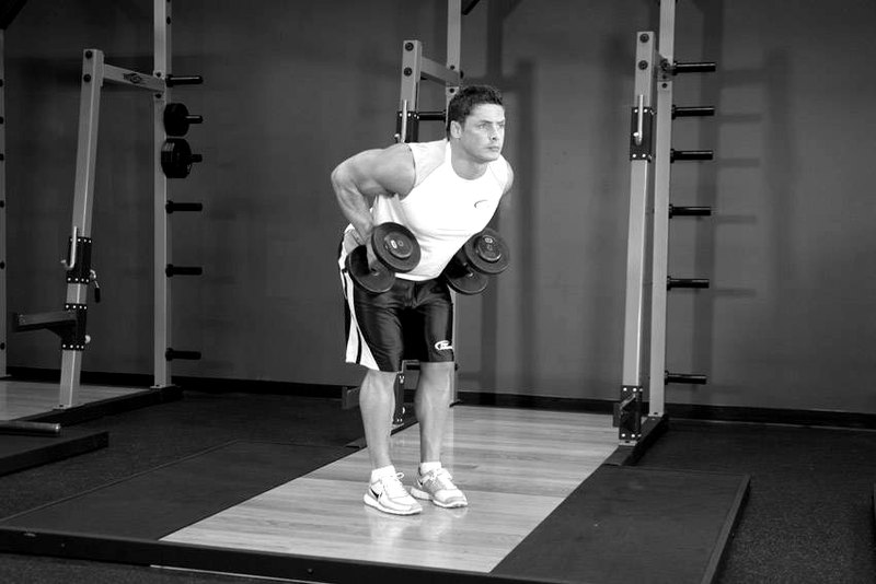 Bent Over Two-Dumbbell Row With Palms In — end position demonstration photo