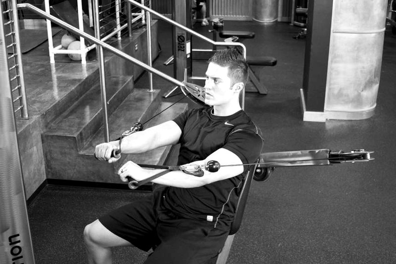 Cable Chest Press — end position demonstration photo