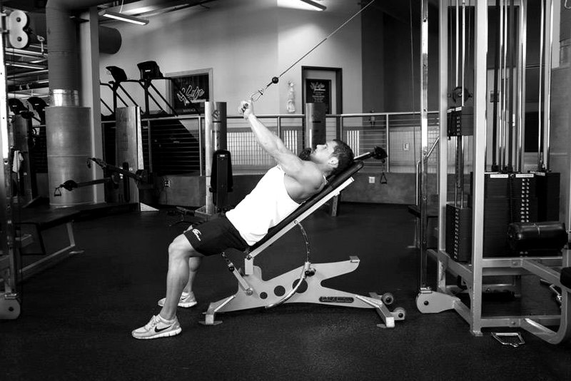 Cable Incline Triceps Extension — end position demonstration photo