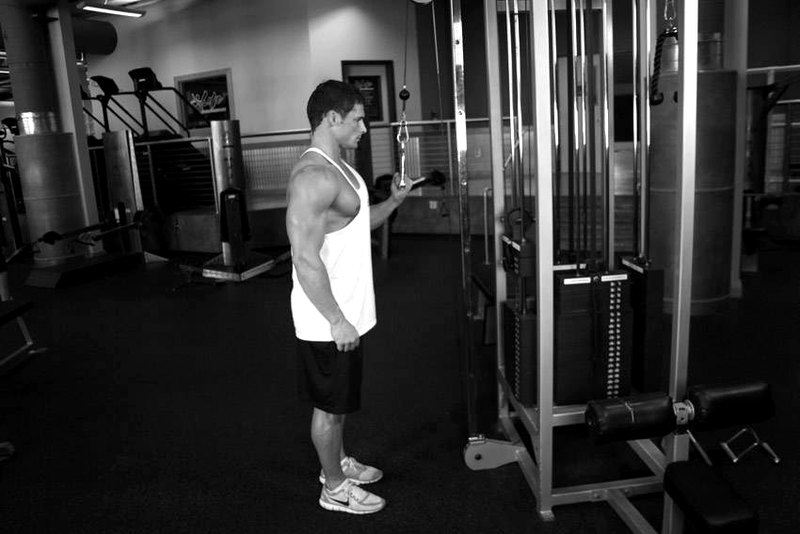 Cable One Arm Tricep Extension — end position demonstration photo