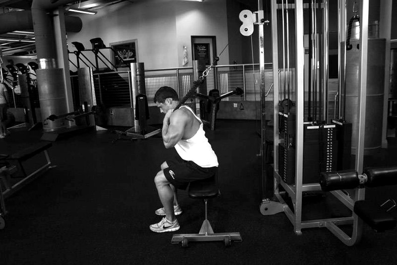 Cable Seated Crunch — start position demonstration photo