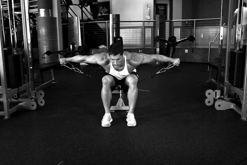 Cable Seated Lateral Raise — end position demonstration photo