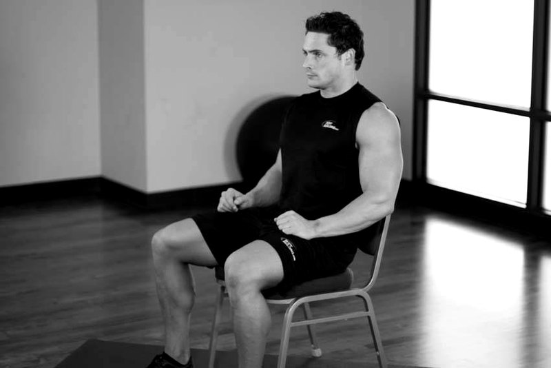 Chair Upper Body Stretch — start position demonstration photo