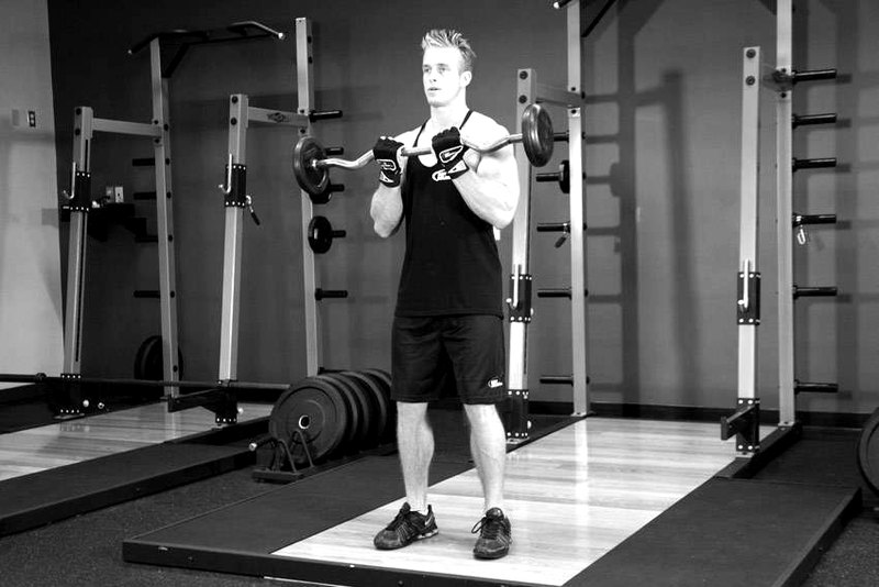 Close-Grip EZ Bar Curl — end position demonstration photo