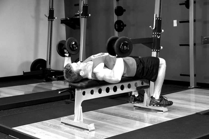Dumbbell Bench Press — start position demonstration photo