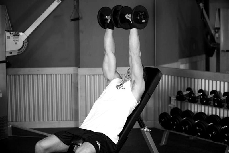 Dumbbell Incline Shoulder Raise — end position demonstration photo