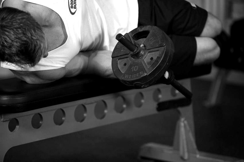 Dumbbell Lying Pronation — end position demonstration photo