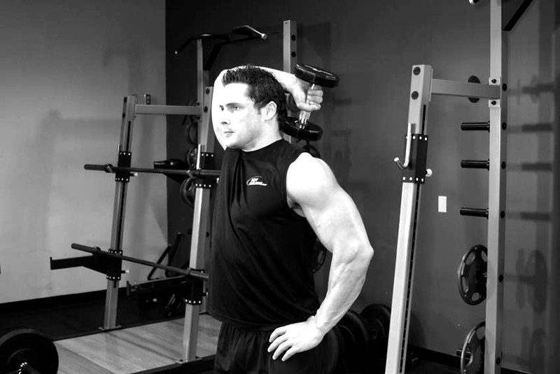 Dumbbell One-Arm Triceps Extension — start position demonstration photo