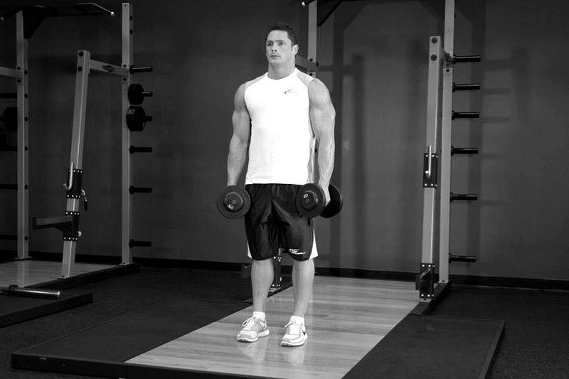 Dumbbell Shrug — start position demonstration photo