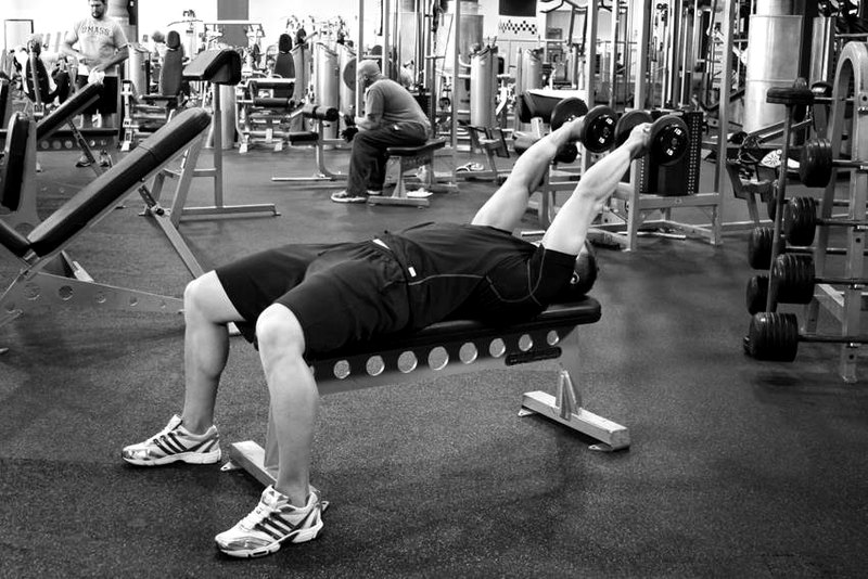 Dumbbell Tricep Extension -Pronated Grip — end position demonstration photo