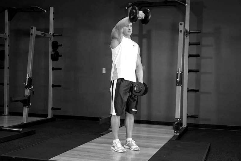 Front Dumbbell Raise — end position demonstration photo