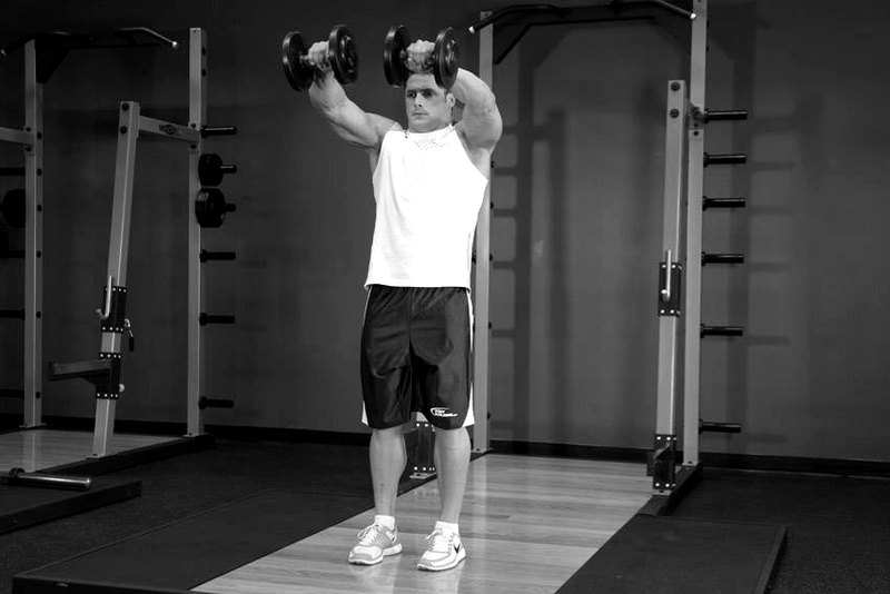 Front Two-Dumbbell Raise — end position demonstration photo