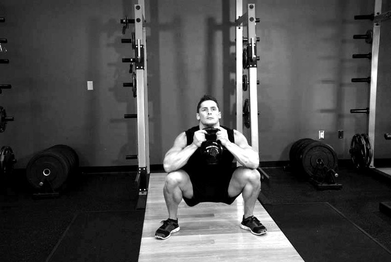 Goblet Squat — end position demonstration photo
