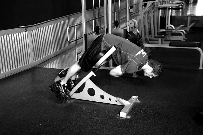 Hyperextensions (Back Extensions) — end position demonstration photo