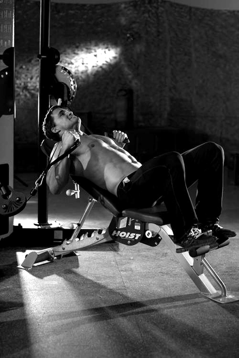 Incline Cable Chest Press — start position demonstration photo