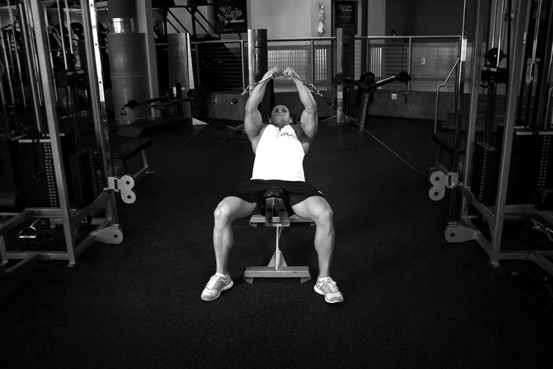 Incline Cable Flye — end position demonstration photo