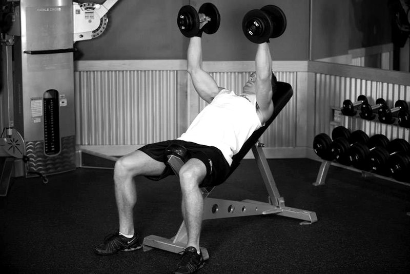 Incline Dumbbell Bench With Palms Facing In — start position demonstration photo