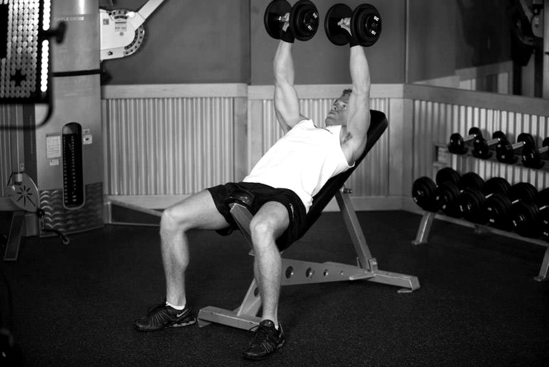 Incline Dumbbell Press — end position demonstration photo