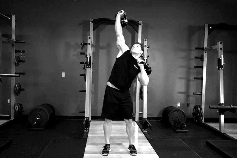 Kettlebell Seesaw Press — end position demonstration photo