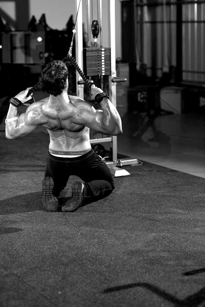 Kneeling High Pulley Row — end position demonstration photo