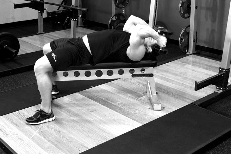 Lying Dumbbell Tricep Extension — start position demonstration photo