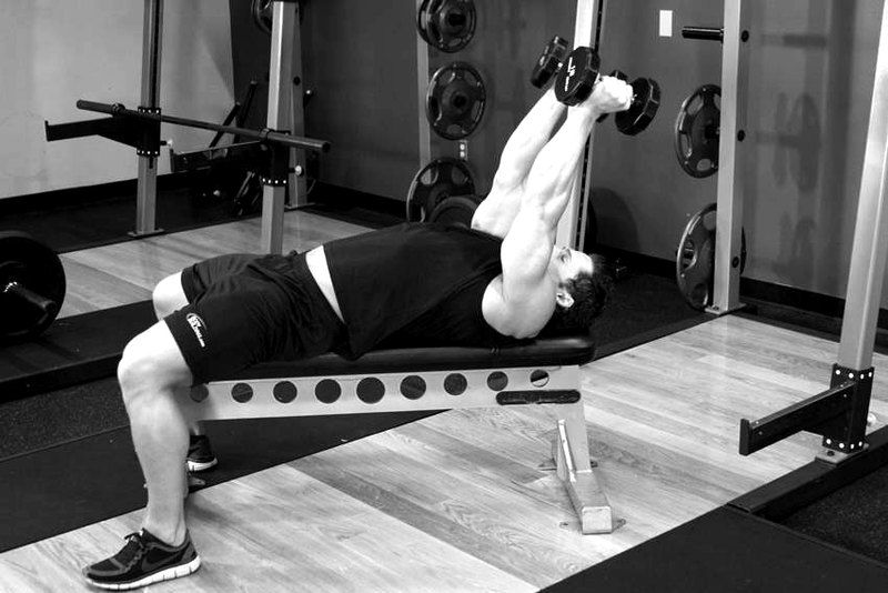 Lying Dumbbell Tricep Extension — end position demonstration photo