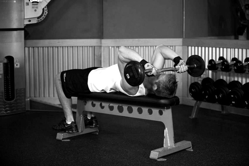 Lying Triceps Press — end position demonstration photo