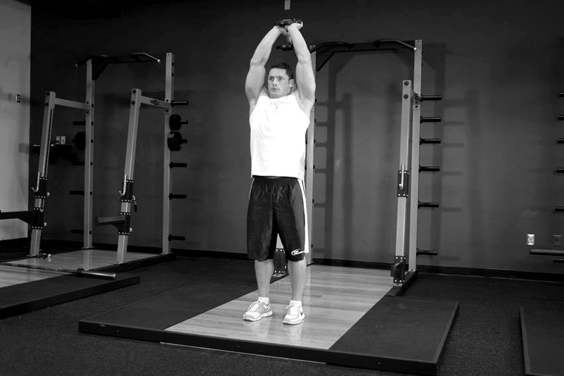 Overhead Dumbbell Triceps Extension — start position demonstration photo