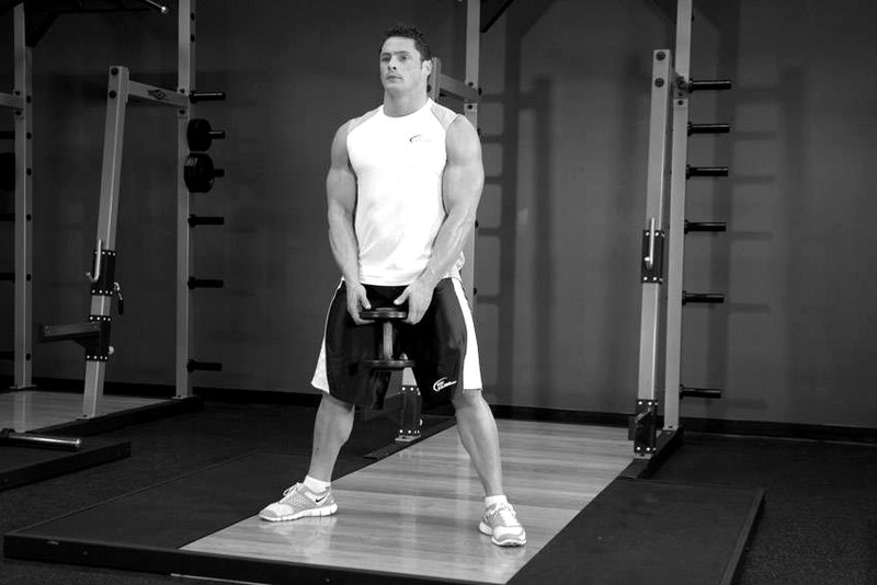Plie Dumbbell Squat — start position demonstration photo