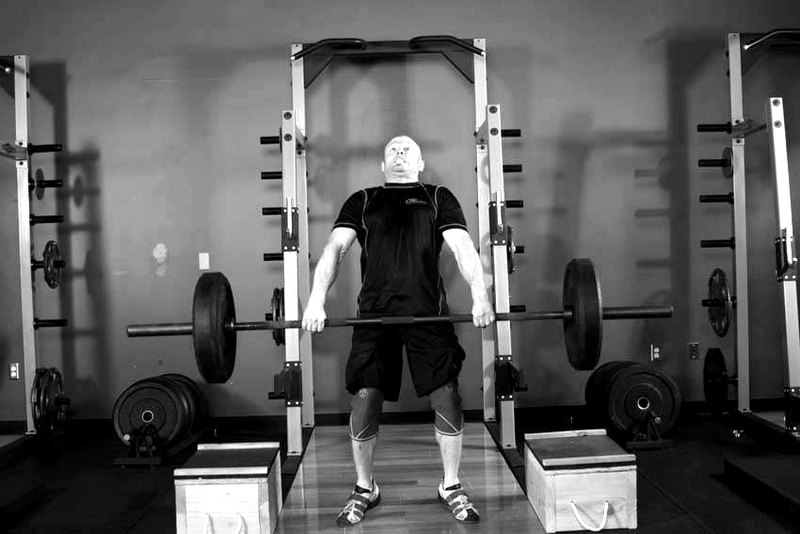 Power Clean from Blocks — end position demonstration photo