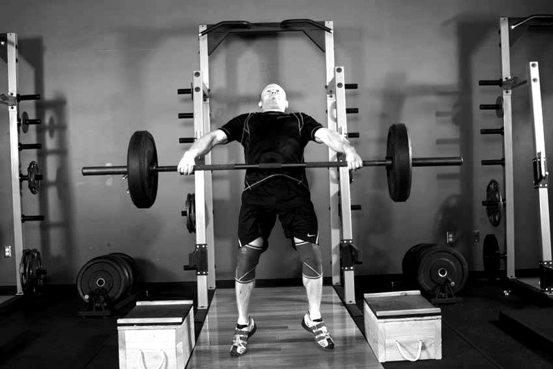Power Snatch from Blocks — end position demonstration photo