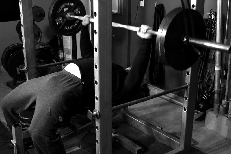 Reverse Band Bench Press — start position demonstration photo
