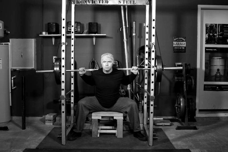 Reverse Band Box Squat — end position demonstration photo