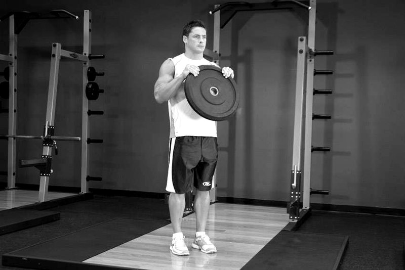Reverse Plate Curls — end position demonstration photo