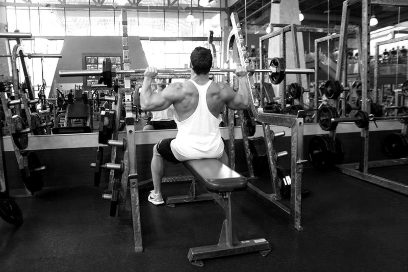 Seated Barbell Military Press — start position demonstration photo