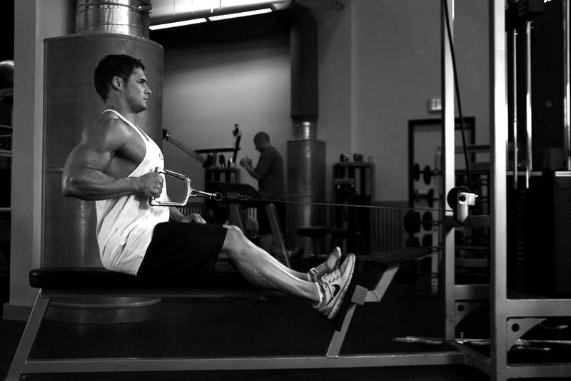 Seated One-arm Cable Pulley Rows — end position demonstration photo
