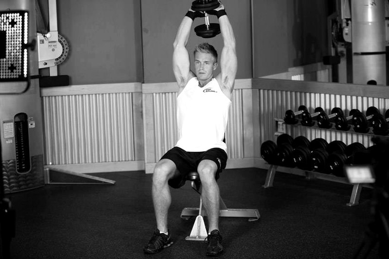 Seated Triceps Press — end position demonstration photo