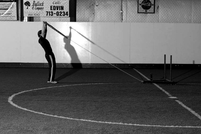 Sled Overhead Backward Walk — end position demonstration photo