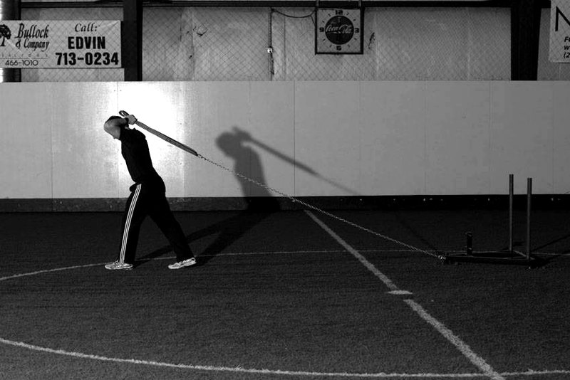Sled Overhead Triceps Extension — start position demonstration photo