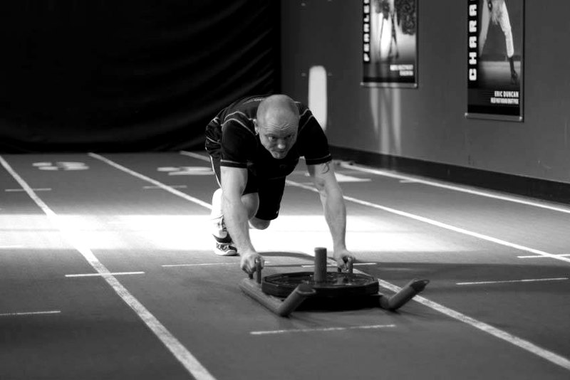 Sled Push — start position demonstration photo