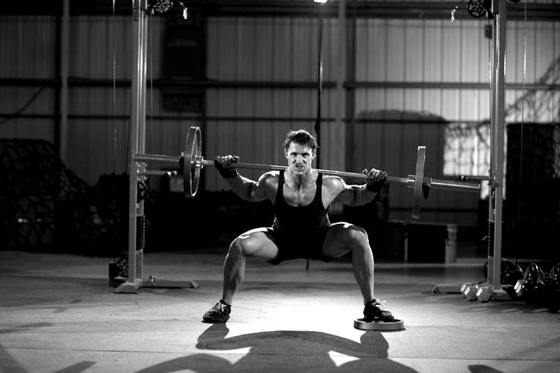 Squat with Plate Movers — end position demonstration photo