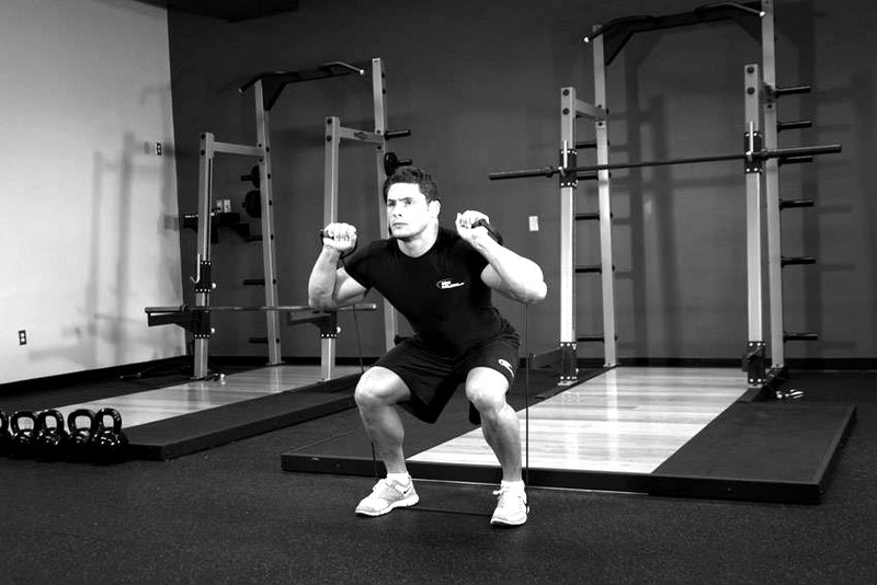 Squats - With Bands — end position demonstration photo