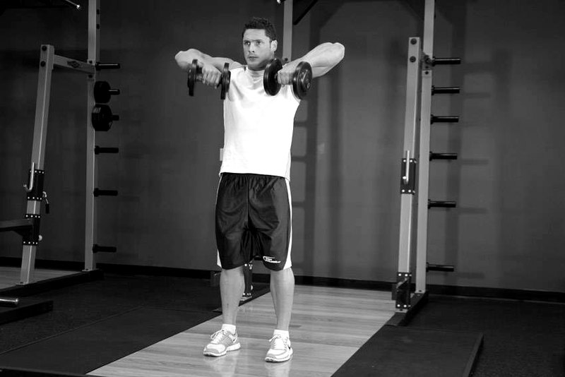 Standing Dumbbell Upright Row — start position demonstration photo