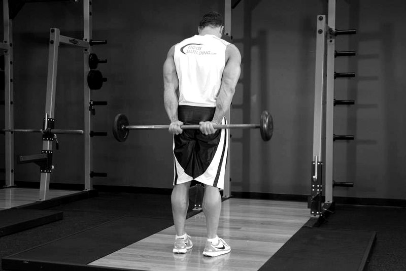 Standing Palms-Up Barbell Behind The Back Wrist Curl — start position demonstration photo