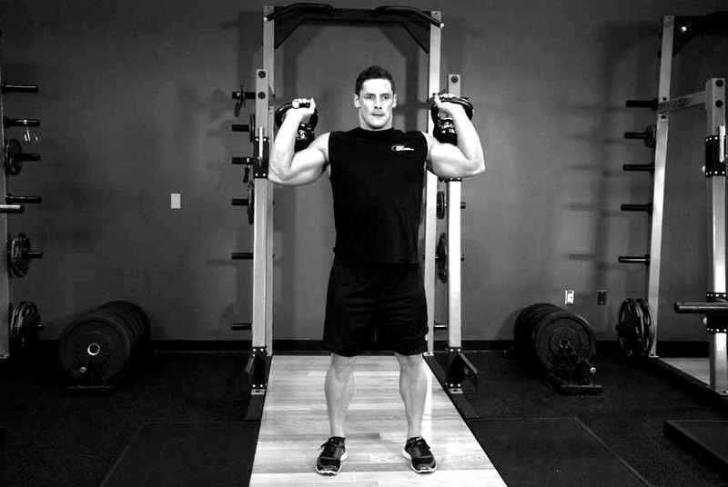 Two-Arm Kettlebell Military Press — start position demonstration photo