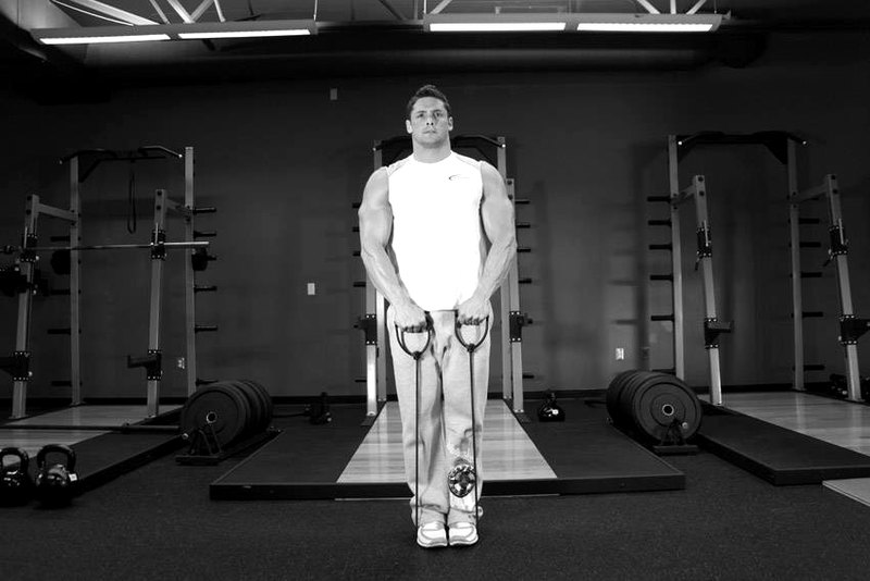 Upright Row - With Bands — start position demonstration photo